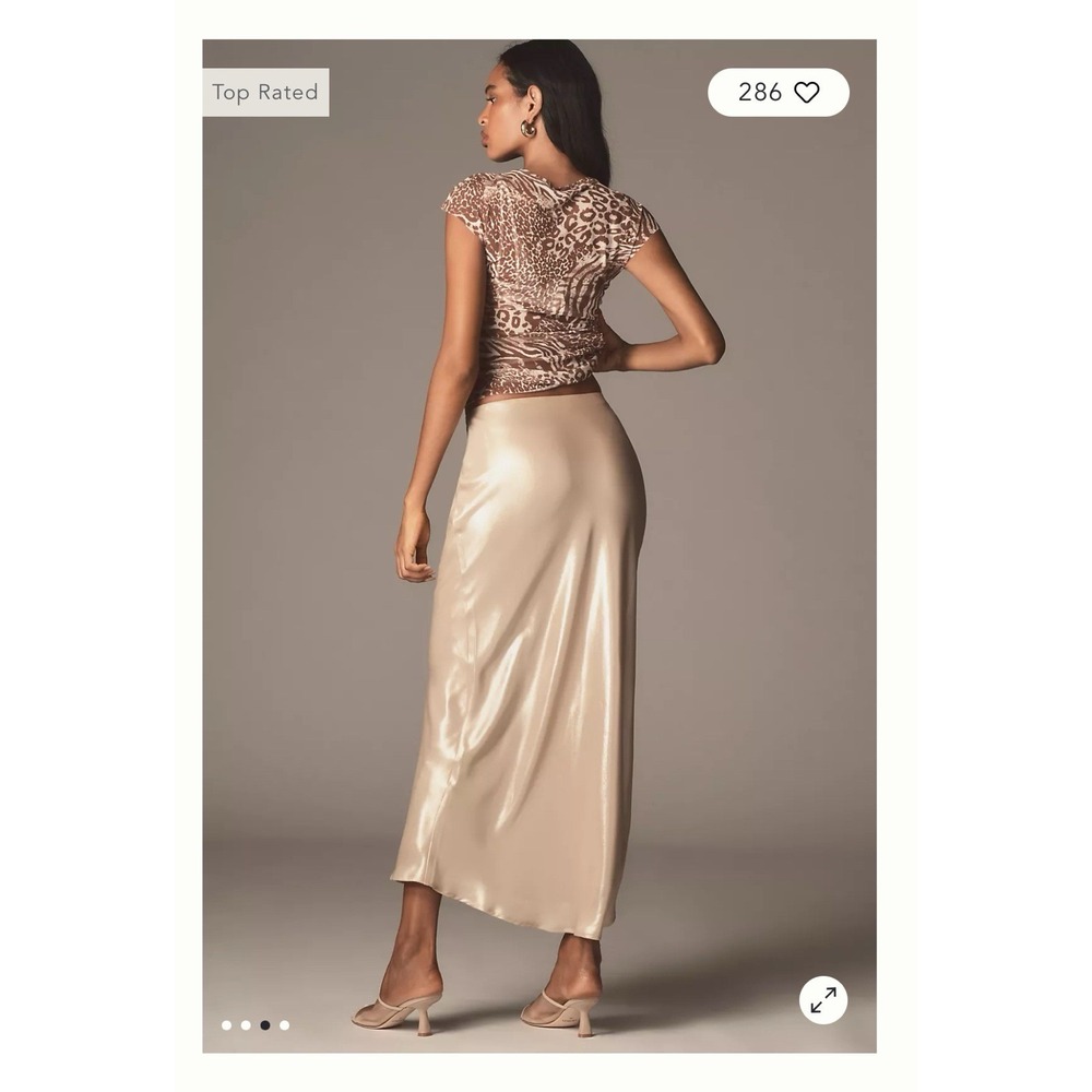 Anthropologie Satin Maxi Skirt in Champagne